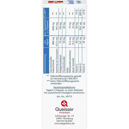 دوبل هيرز جلوكوزامين 1600 + كولاجين + ام اس ام مع فيتامين سي 40 كبسولة - Doppelherz aktiv Glucosamine 1600 + Collagen + MSM + Vitamin C 40 Caps