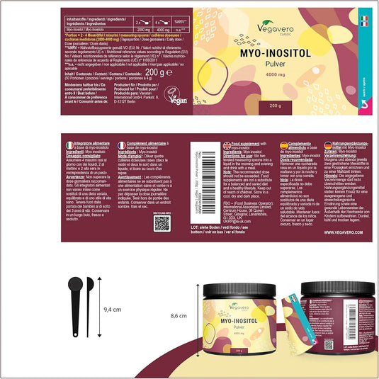 مسحوق ميو إينوزيتول 200 جم - Vegavero Myo-Inositol Powder 200 gm