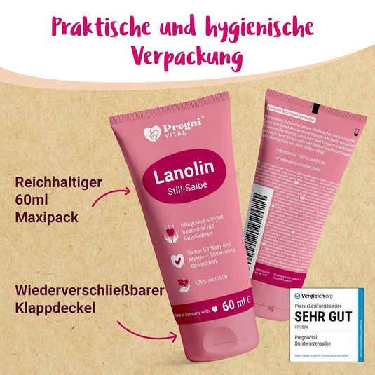 لانولين مرهم العناية بالحلمات 60 مل - PregniVital Lanolin Nipple Ointment 60 Ml