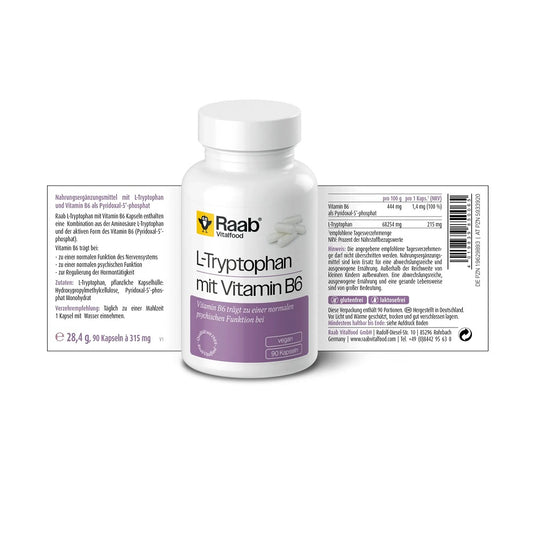 Raab Vitalfood L-Tryptophan with Vitamin B6 90 Capsules