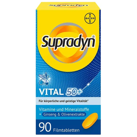 سوبرادين فيتال 50+ لكبار السن 90 قرص - Supradyn Vital 50+ Ginseng & Olive Extract 90 Tab