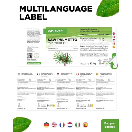 فيت فور إيفر ساو بالميتو 500 مجم 180 كبسولة - Vit4ever Saw Palmetto 500 Mg 180 Capsules