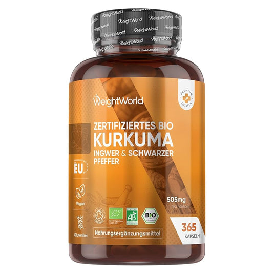 ويت وورلد كركم عضوي مع زنجبيل وفلفل أسود 365 كبسولة - WeightWorld Organic Turmeric with Ginger and Black Pepper 365 Capsules