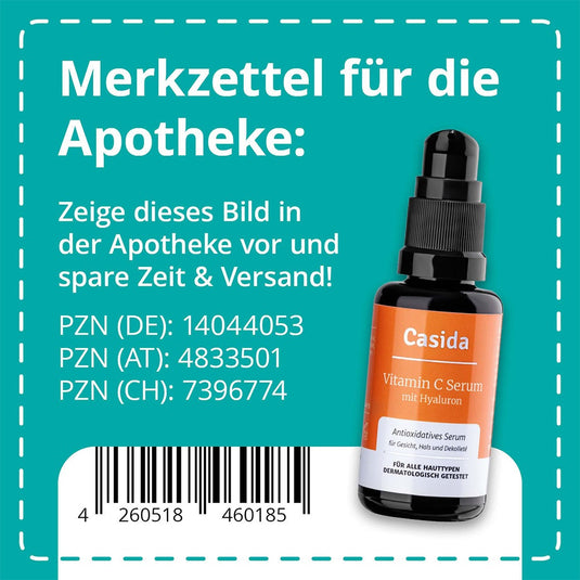 كاسيدا فيتامين سي سيروم 30 مل - Casida Vitamin C Serum mit Hyaluron 30 ml - GermanVit - Saudi arabia