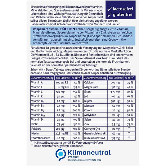دوبل هيرز فيتامينات للرجال 30 قرص - Doppelherz system For Him 30 Tabs - GermanVit - Saudi arabia
