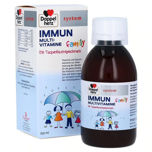 دوبل هيرز شراب المناعة للعائلة 250 مل - Doppelherz system IMMUN Multivitamin Family Drink 250 ml - GermanVit - Saudi arabia