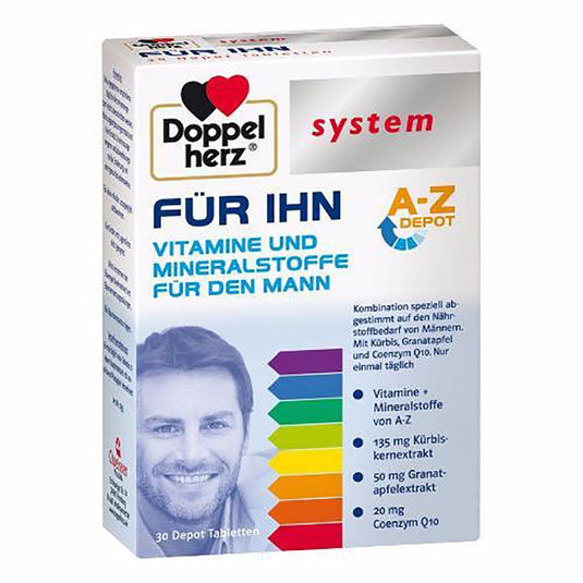 دوبل هيرز فيتامينات للرجال 30 قرص - Doppelherz system For Him 30 Tabs - GermanVit - Saudi arabia