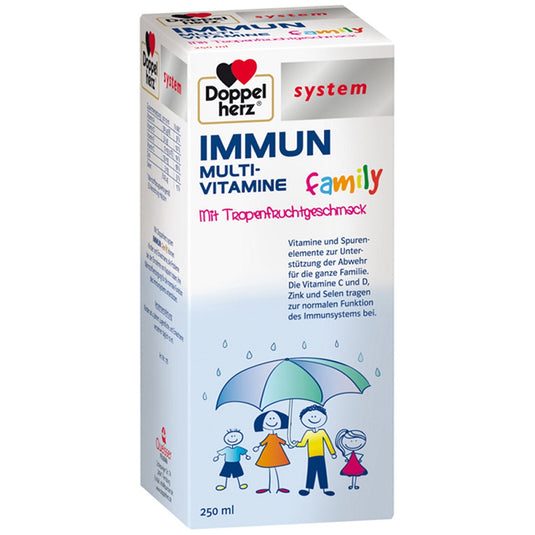 دوبل هيرز شراب المناعة للعائلة 250 مل - Doppelherz system IMMUN Multivitamin Family Drink 250 ml - GermanVit - Saudi arabia