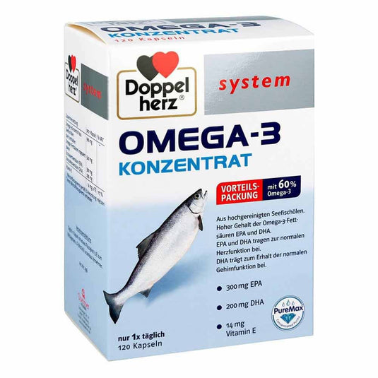 دوبل هيرز أوميجا-3 كونسنترات 120 كبسولة - Doppelherz system OMEGA-3 concentrate 120 Caps - GermanVit - Saudi arabia
