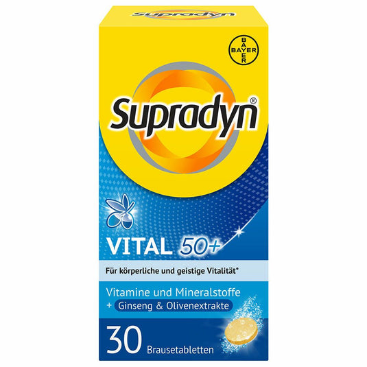 سوبرادين فيتال 50+ لكبار السن 30 قرص فوار - Supradyn Vital 50+ Ginseng & Olive Extract 30 Eff. Tab - GermanVit - Saudi arabia