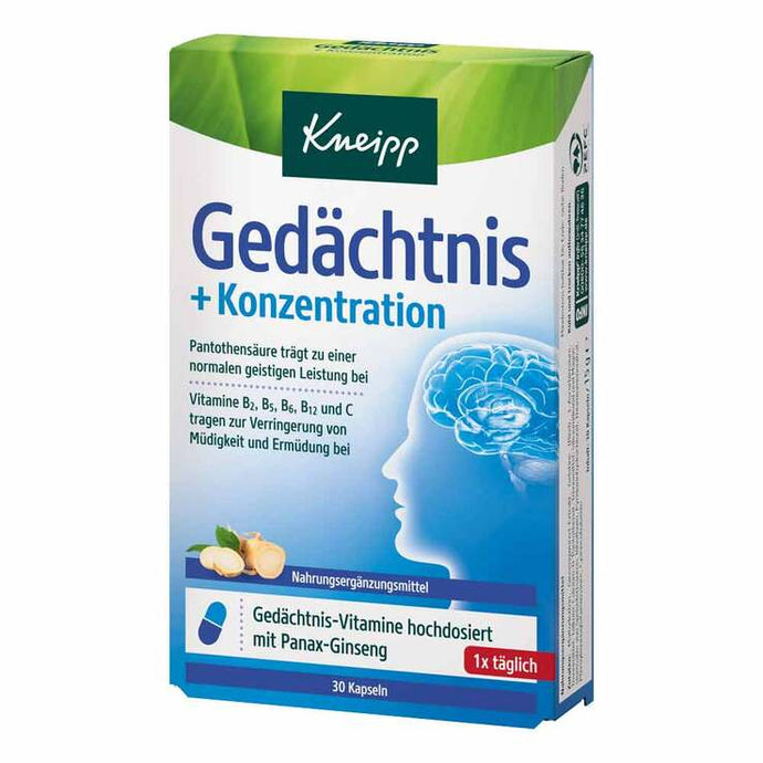 كبسولات التركيز والذاكرة 30 كبسولة - Kneipp Memory + Concentration 30 Capsules
