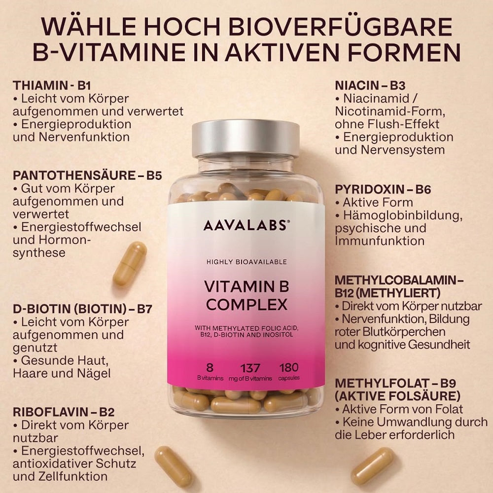 AAVALABS Vitamin B Complex 180 Capsules