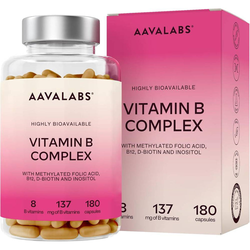 حميل الصورة في عارض المعرض ، فيتامين ب كومبلكس 180 كبسولة - AAVALABS Vitamin B Complex 180 Capsules

