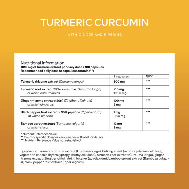 AAVALABS Turmeric with Curcumin, Pepper & Ginger 180 Capsules