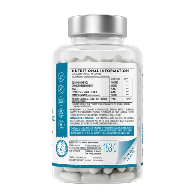 حميل الصورة في عارض المعرض ، جلوكوزامين وكوندرويتين كومبلكس 180 كبسولة - AAVALABS Glucosamine &amp; Chondroitin Complex 180 Capsules
