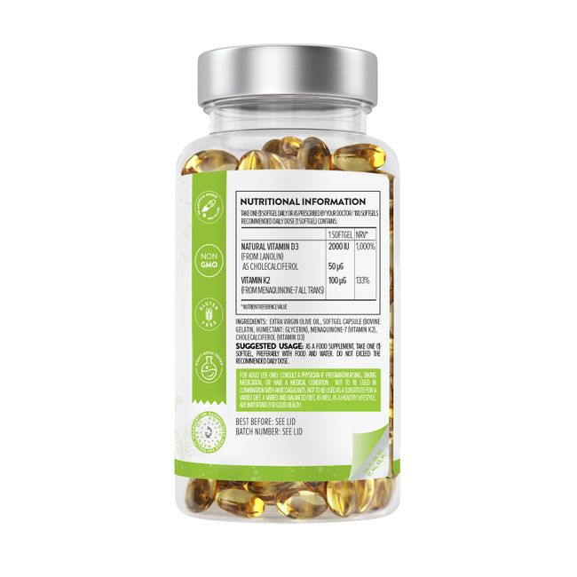AAVALABS Vitamin D3 + K2 180 Capsules
