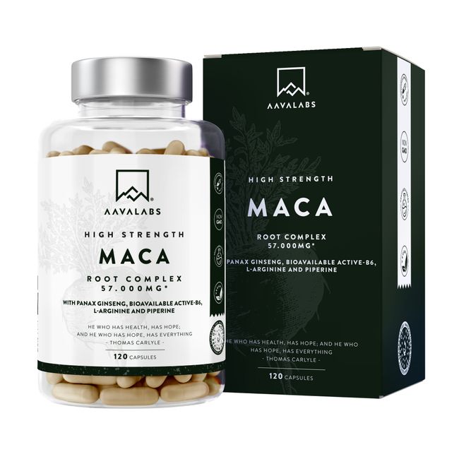 AAVALABS Maca Complex with Ginseng & L-Arginine 120 Capsules