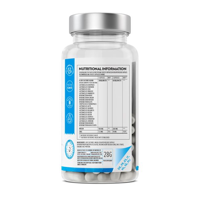 حميل الصورة في عارض المعرض ، بروبيوتك مع الزنك 60 كبسولة -  AAVALABS Probiolac + zinc 60 Capsules
