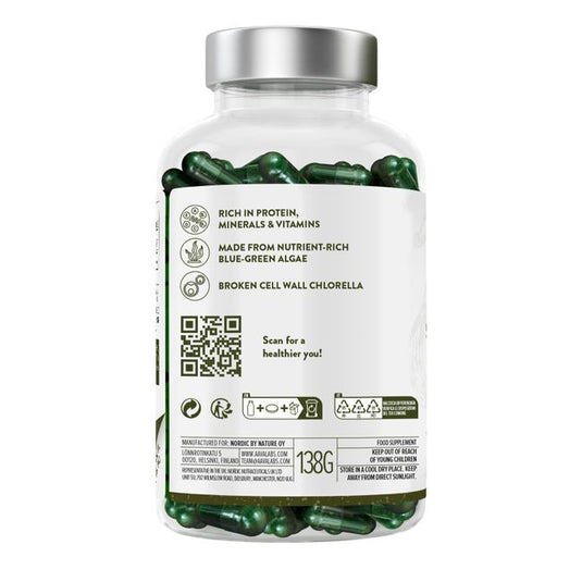 سبيرولينا وكلوريلا عضوية 200 كبسولة - AAVALABS Organic Spirulina & Chlorella 200 Capsules