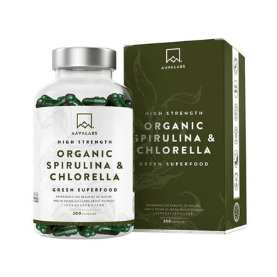 سبيرولينا وكلوريلا عضوية 200 كبسولة - AAVALABS Organic Spirulina & Chlorella 200 Capsules