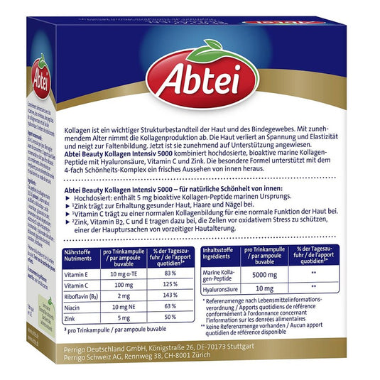 بيوتي كولاجين إنتنسيف 5000 أمبولات شرب 10 × 25 مل - Abtei Beauty Collagen Intensive 5000 drinking ampoules (10x25 ml)