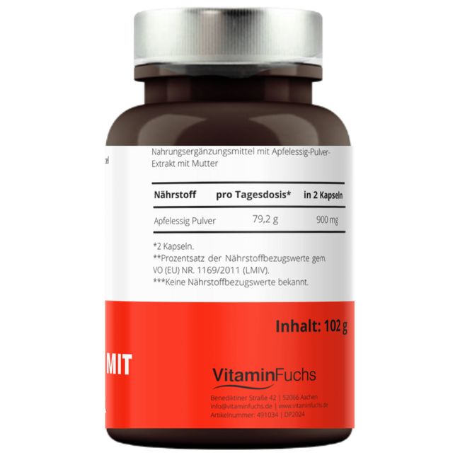 VitaminFuchs خل التفاح مع الأم 180 كبسولة