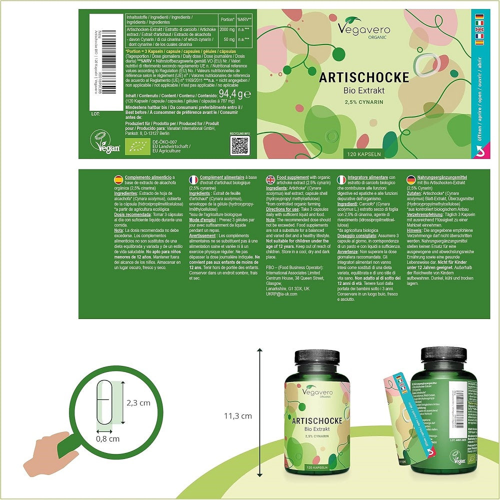 Vegavero Organic Artichoke 120 Capsules