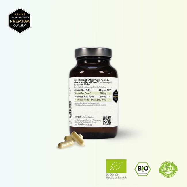 د. هايلبرونر أورجانيك ماكا ديو 120 كبسولة - Dr. Heilbronner Organic Maca Duo 120 Capsules