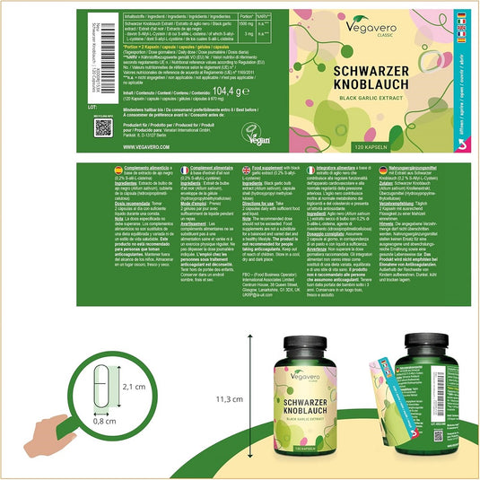 خلاصة الثوم الأسود فيغافيرو 120 كبسولة - Vegavero Black Garlic 120 Capsules