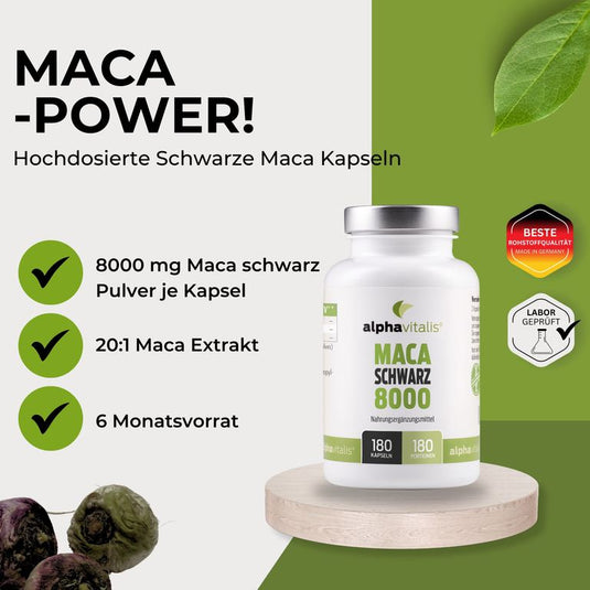 ألفافيتاليس الماكا السوداء 8000 – 180 كبسولة - Alphavitalis Maca black 8000 - 180 capsules