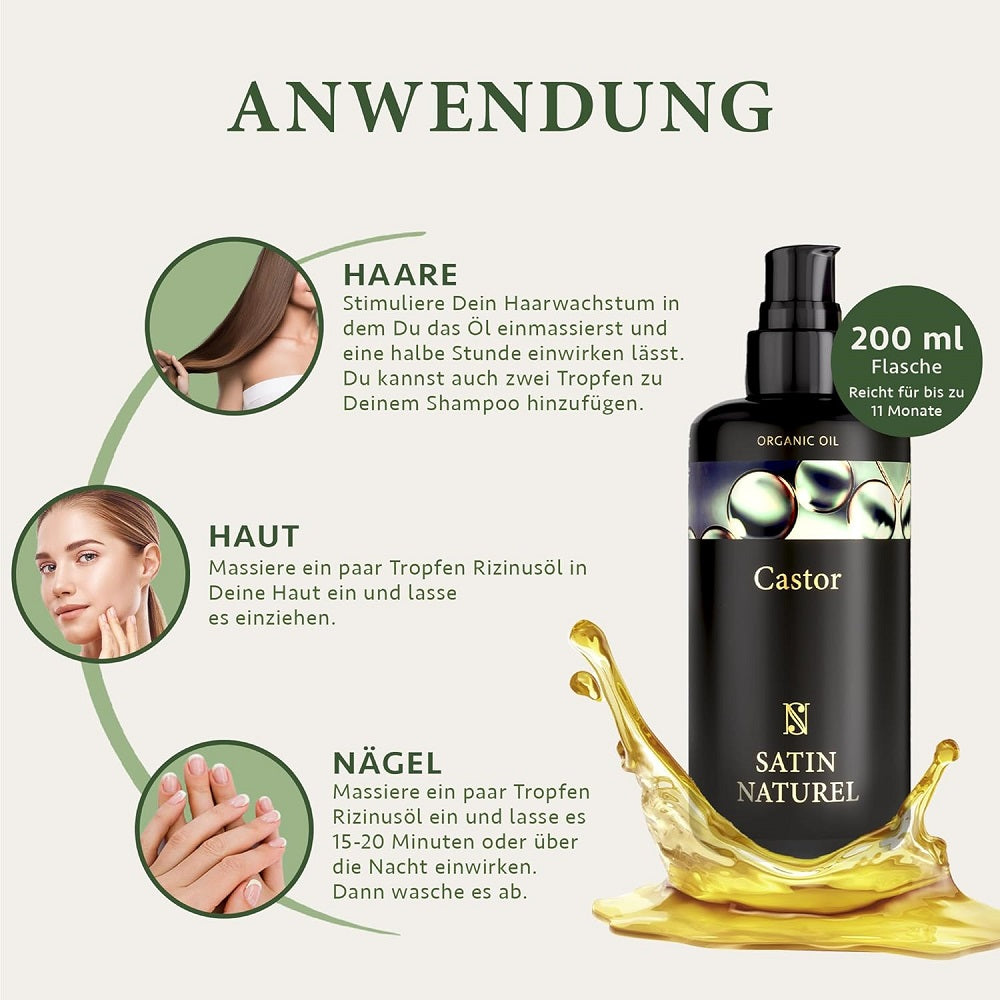 Satin Naturel Organic Castor Oil 200 ml