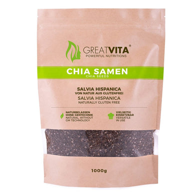 بذور الشيا الطبيعية 1 كجم - GreatVita Natural Chia Seeds 1 kg