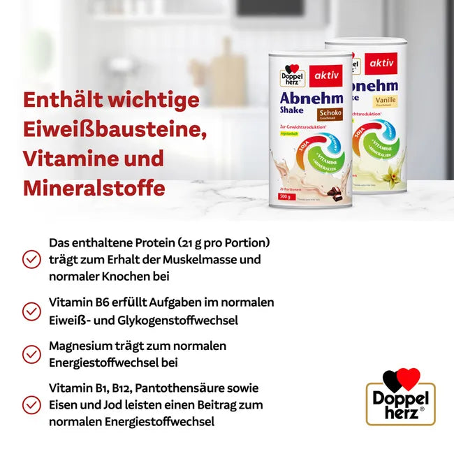 حميل الصورة في عارض المعرض ، دوبل هيرز اكتيف بديل وجبة فانيليا 250 جم - Doppelherz active weight loss shake vanilla flavor 250 Gm

