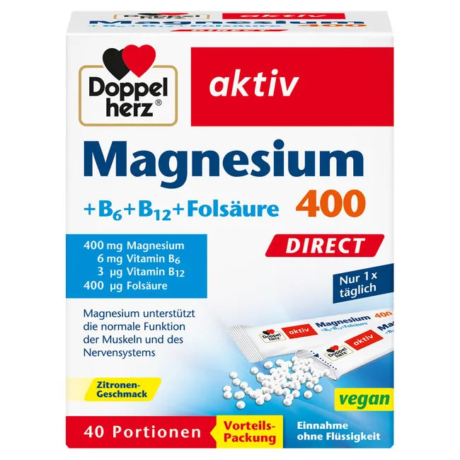 دوبل هيرز مغنسيوم 400 دايركت 40 كيس - Doppelherz Magnesium 400 DIRECT 40 Sachets