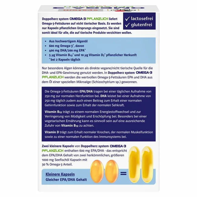 حميل الصورة في عارض المعرض ، دوبل هيرز أوميغا 3 نباتي 60 كبسولة - Doppelherz Omega-3 plant-based 60 Capsules
