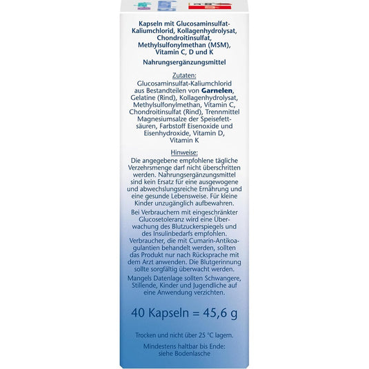 دوبل هيرز جلوكوزامين 1550 + كولاجين + ام اس ام مع فيتامين سي 40 كبسولة - Doppelherz aktiv Glucosamine 1550 + Collagen + MSM + Vitamin C 40 Caps