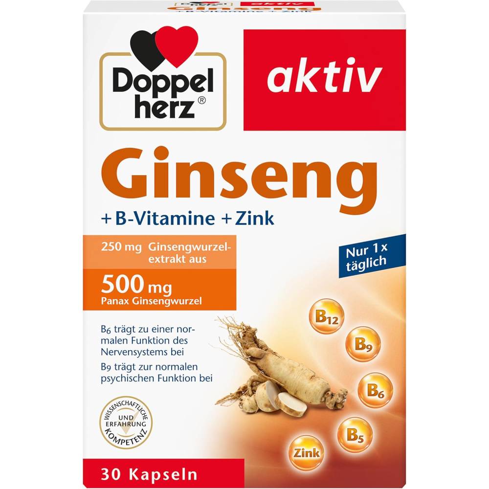 Doppelherz Ginseng 250 + B vitamins + zinc 30 Capsules