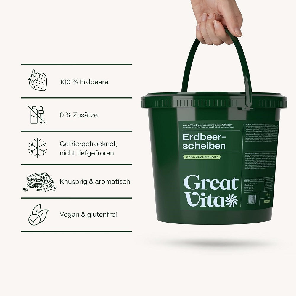 فراولة مجففة بالتجميد 400 جم - GreatVita Freeze-Dried Strawberries 400g