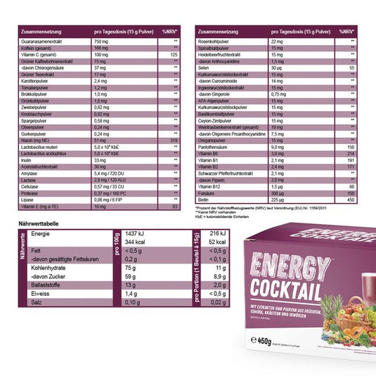 مشروب الطاقة الطبيعي بودرة 30 كيس - Natural Energy Cocktail Powder 30 Sachets