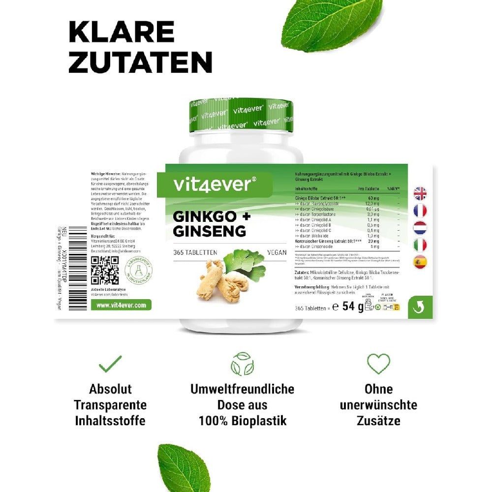 Vit4ever Ginkgo Ginseng Mix 8000 - 365 Tablets