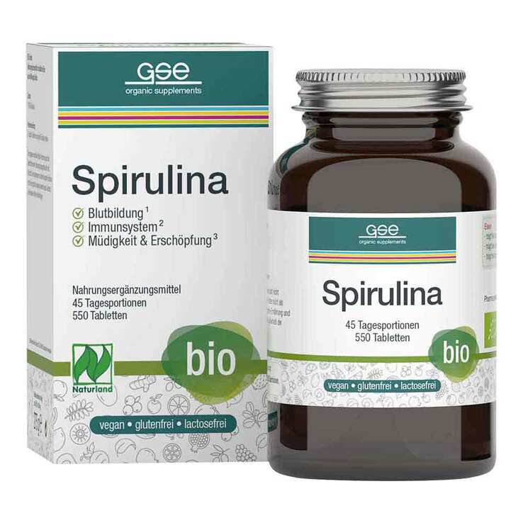 GSE Organic Spirulina 500 mg 550 Tablets