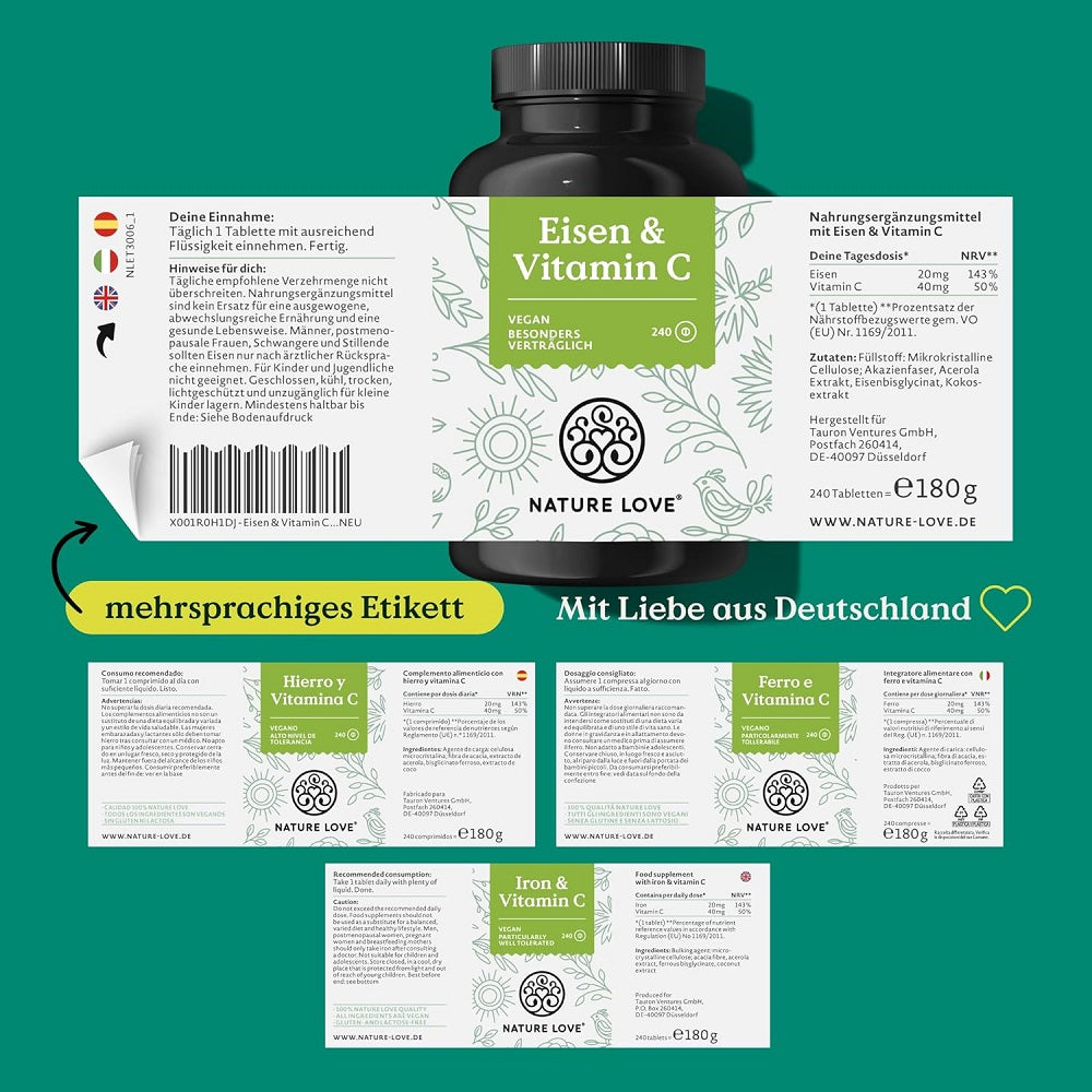 NATURE LOVE Iron with Vitamin C 240 Tablets