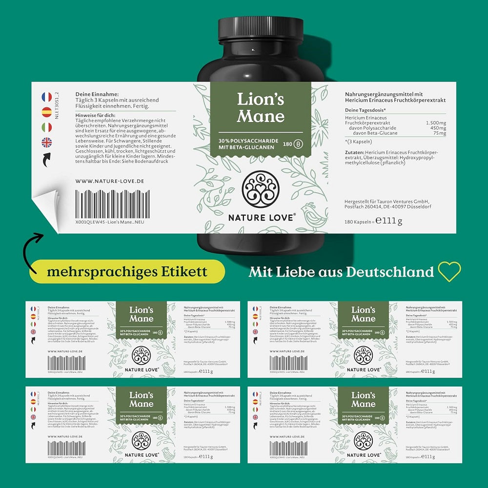 NATURE LOVE Lions Mane 180 Capsules
