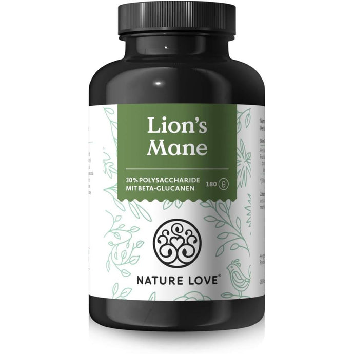 فطر عرف الأسد الطبيعي 180 كبسولة - NATURE LOVE Lions Mane 180 Capsules