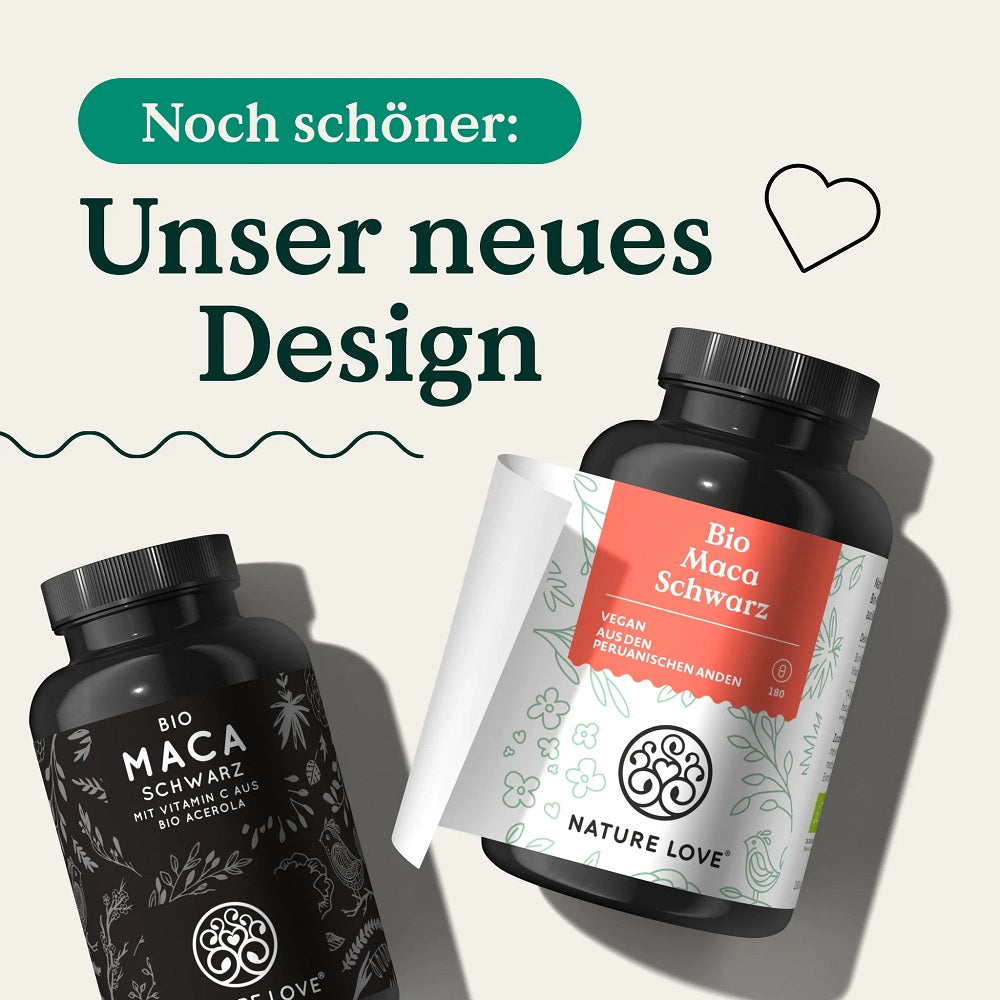 NATURE LOVE Bio Organic Black MACA 3000 mg 180 Capsules