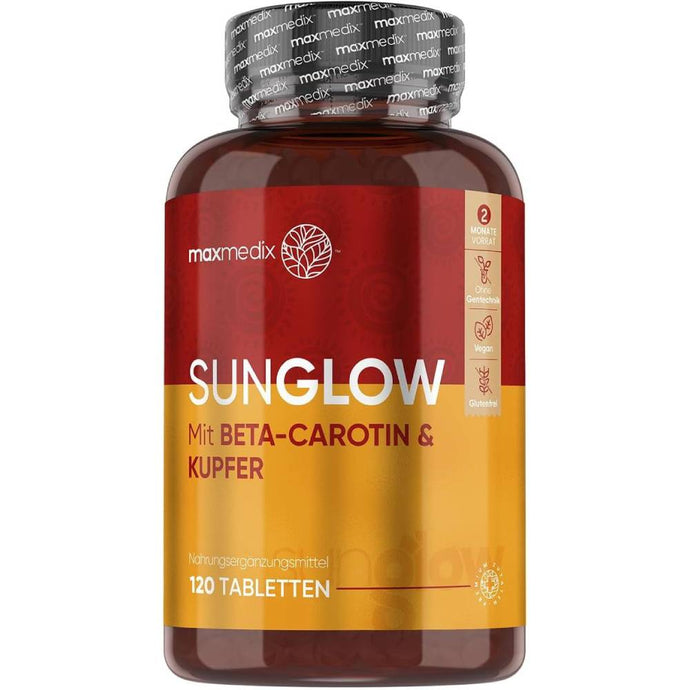 ماكسميدكس صن جلو مع بيتا كاروتين 120 قرص - maxmedix Sunglow with Beta Carotene 120 Tablets