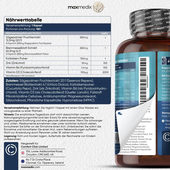 Load image into Gallery viewer, ماكسميدكس بروستات كومبلكس 180 كبسولة - maxmedix Prostate Complex 180 Capsules
