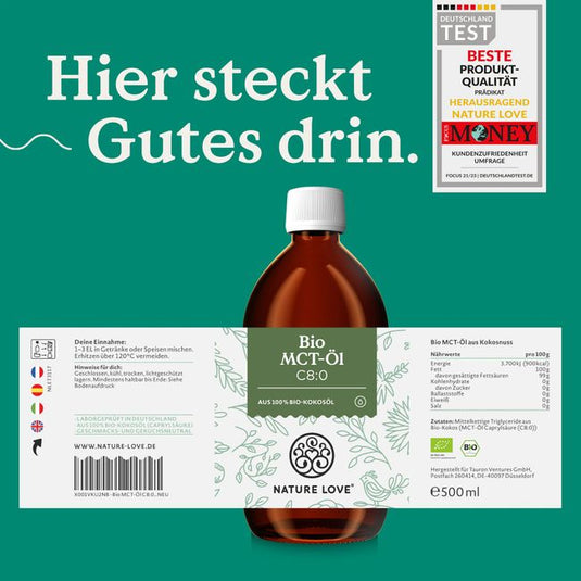 زيت إم سي تي العضوي 500 مل - NATURE LOVE Organic MCT Oil 500 Ml