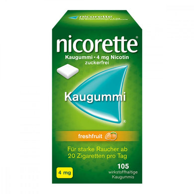 نيكوريت علكة مضغ 4 مجم بنكهة الفواكه الطازجة (105 قطعة) - Nicorette Chewing Gum 4 mg Freshfruit (105 pieces)