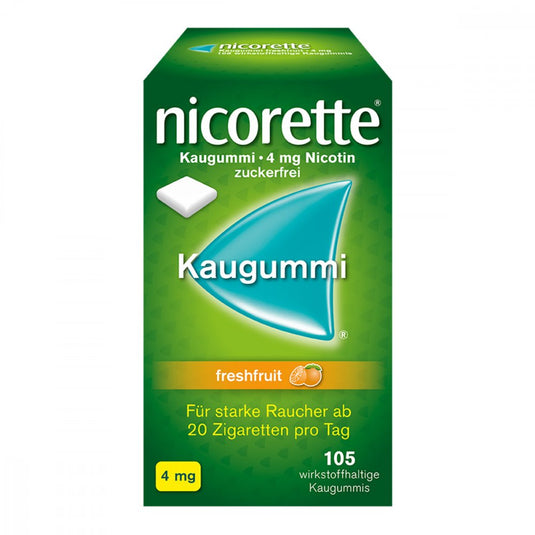 نيكوريت علكة مضغ 4 مجم بنكهة الفواكه الطازجة (105 قطعة) - Nicorette Chewing Gum 4 mg Freshfruit (105 pieces)